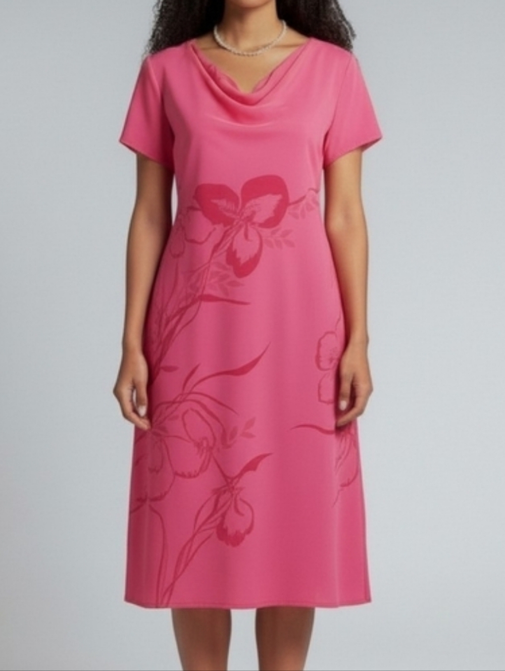 Donna Ricco Dress With Red Floral Design Sz 12
